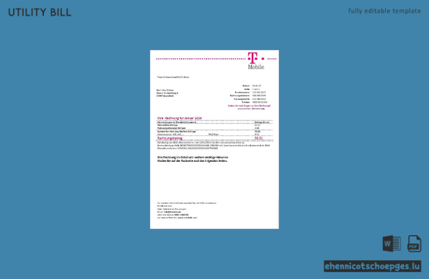 Beispiel einer T-Mobile-Stromrechnung in Deutschland (Vorschau)